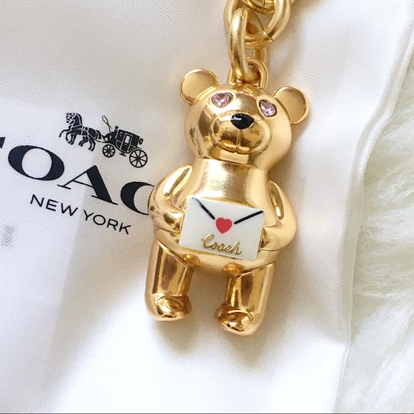 COACH 3D Gold Bear Love Letter Bag Charm - Picture 3 of 7